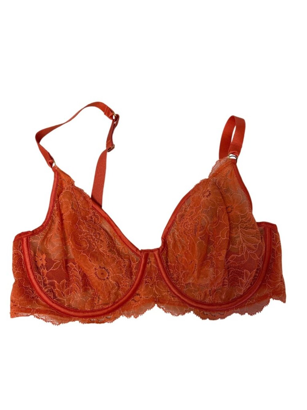 MAISON LEJABY Manufacturer Lace Floral Mesh Underwired Bra Orange Size 32DD NWT